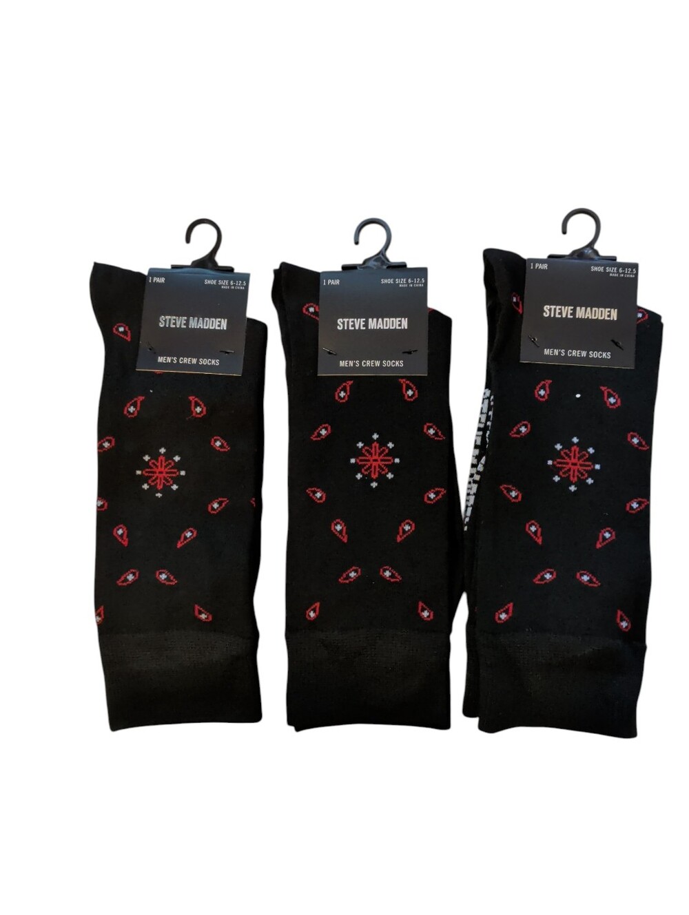 Retail $27 Steve Madden Black Crew Socks 3 Pairs